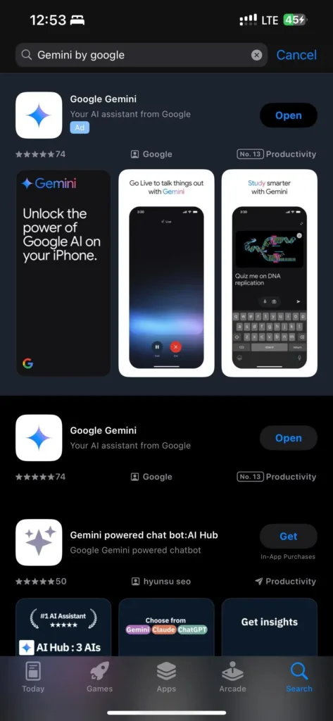 На iPhone з'явиться окремий застосунок Google Gemini
