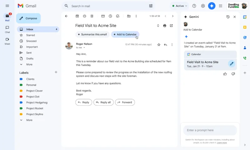 Gmail тепер дозволяє додавати події у Google Calendar прямо з листа