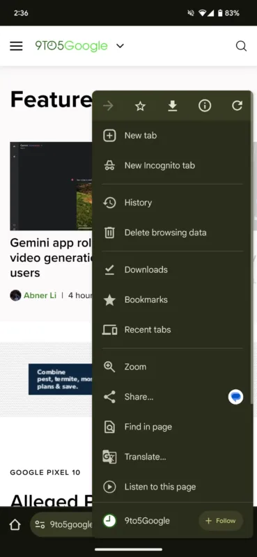 Chrome для Android переносить адресний рядок вниз