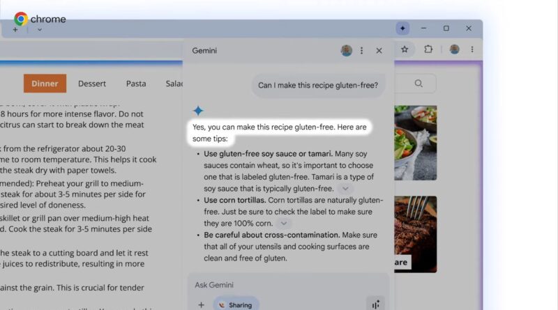Gemini тепер у Chrome: ШІ помічник відповідає на питання прямо у відкритих вкладках