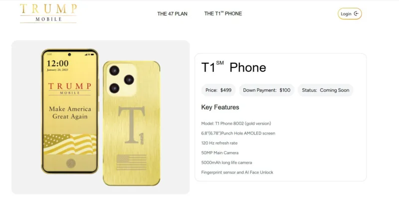 Дональд Трамп запускає "золотий" смартфон за $499 та мобільного оператора Trump Mobile