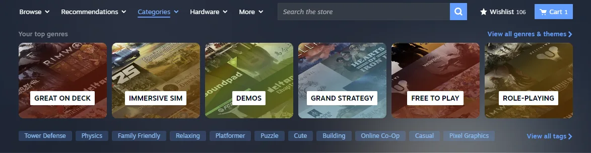 Steam тестує новий магазин: оновлений дизайн для легкого пошуку ігор