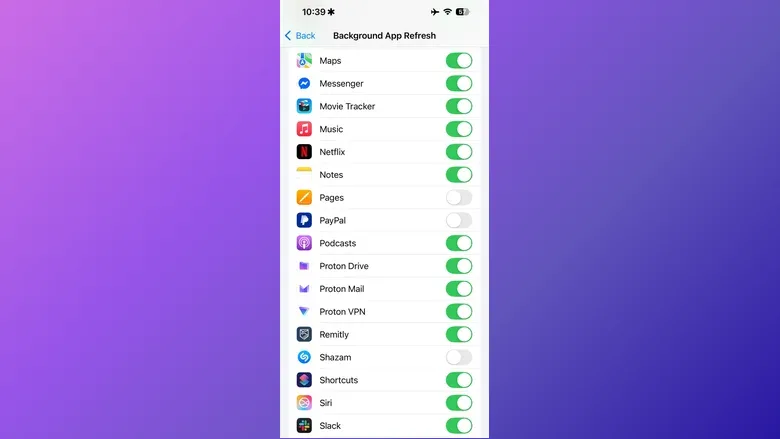 1. Змініть налаштування оновлення застосунків у фоні