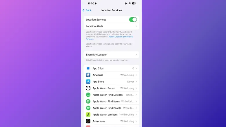 2. Вимкніть непотрібні служби локації