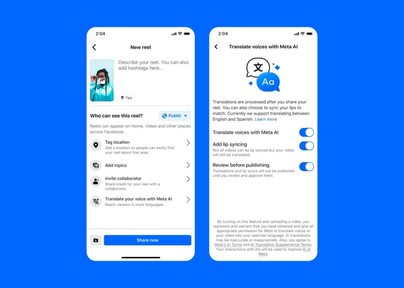 Meta AI запускає глобальний переклад голосу для Reels у Facebook та Instagram