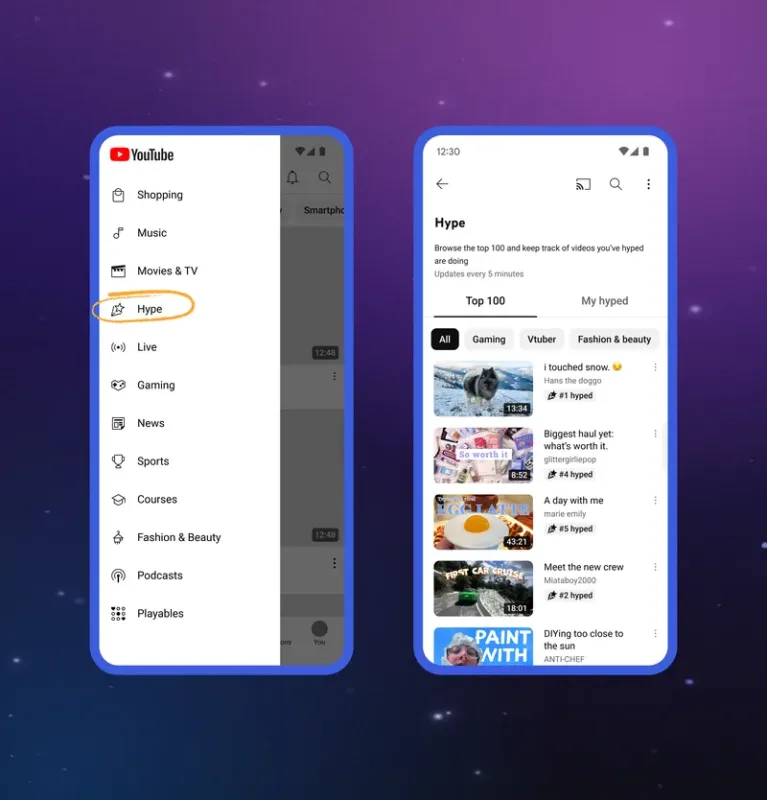 YouTube запускає Hype: нова функція для просування маловідомих авторів