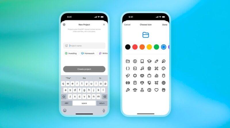 OpenAI відкриває функцію Projects для безплатних користувачів ChatGPT
