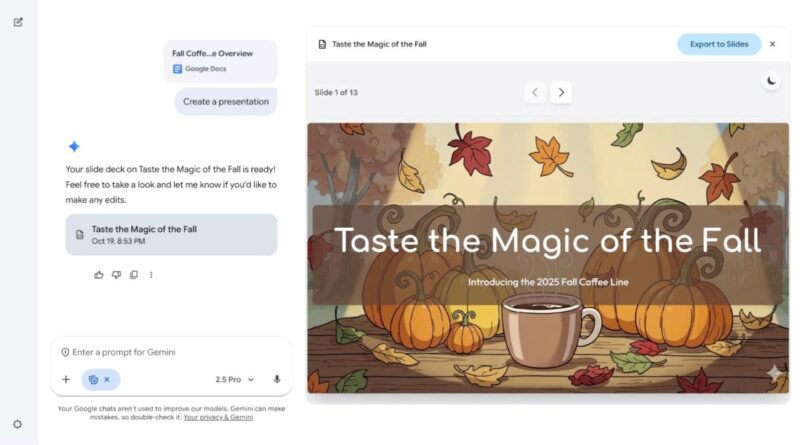 Google Gemini тепер генерує презентації для Google Slides