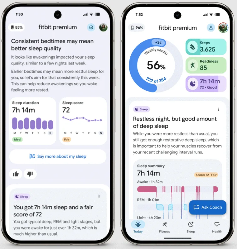 Fitbit запустив Gemini-Coach: персональний ШІ-тренер в оновленому застосунку