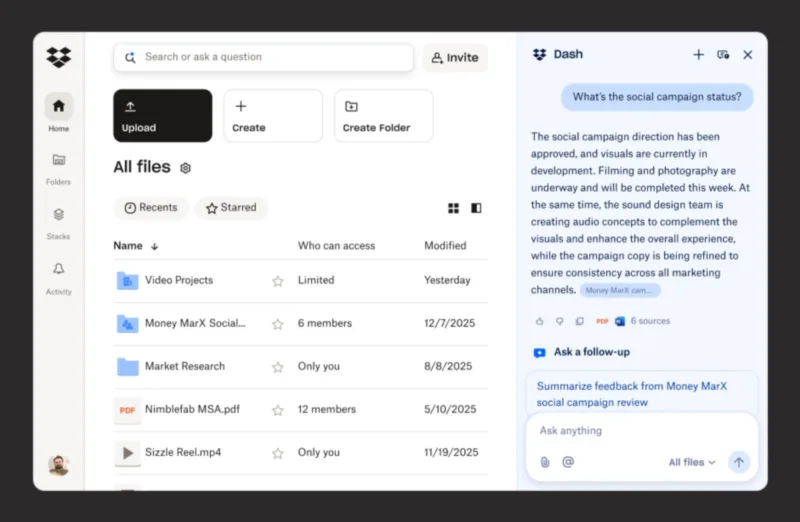 Dropbox інтегрує функції Dash AI в основний застосунок