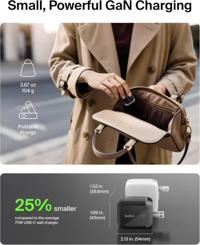 Belkin кидає виклик Anker: представлено компактну GaN-зарядку на 70 Вт з трьома портами за $40