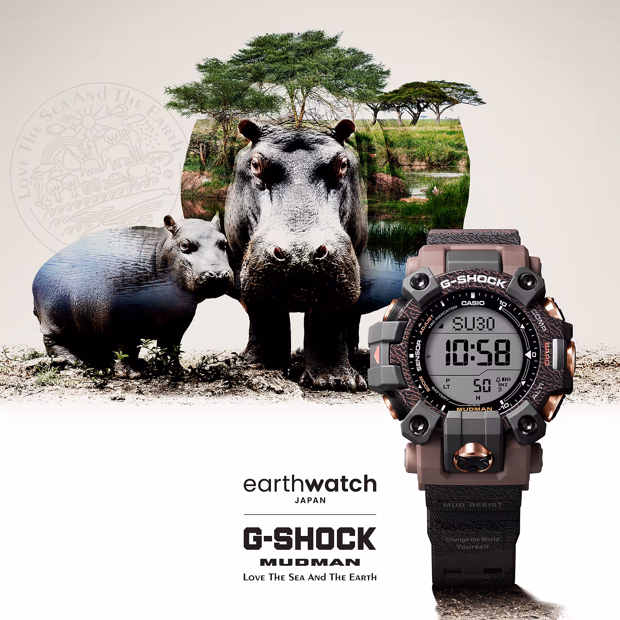 G-Shock Mudman GW-9502KJ-8: нова екологічна серія Earthwatch Japan, присвячена гіпопотамам