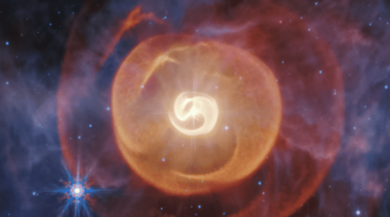 Телескоп Джеймса Вебба сфотографував старіючу подвійну зоряну систему в центрі чотиришарової оболонки космічного пилу