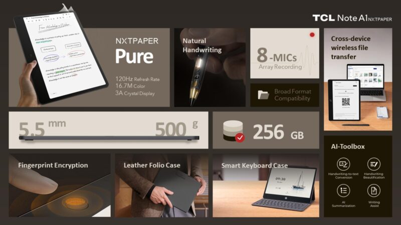 TCL представила планшет Note A1 NXTPAPER з «паперовим» LCD-екраном