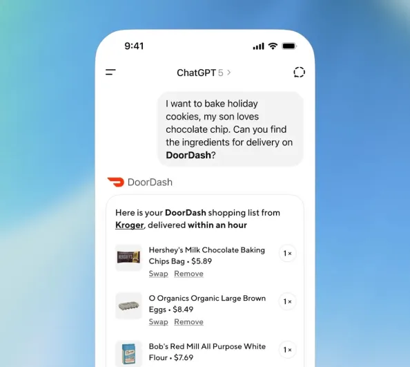 Застосунок DoorDash в OpenAI ChatGPT