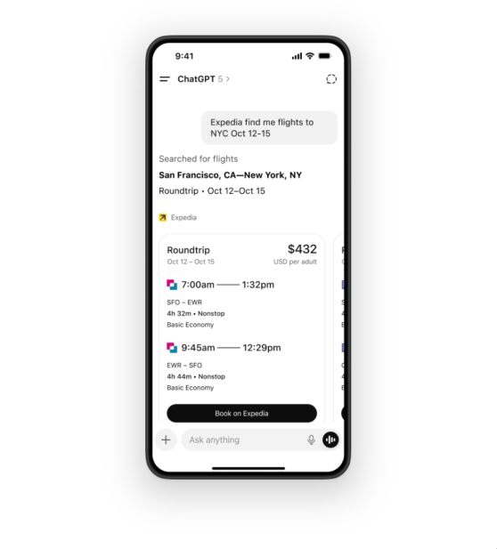Застосунок Expedia в OpenAI ChatGPT