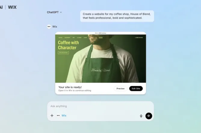 Застосунок Wix в OpenAI ChatGPT
