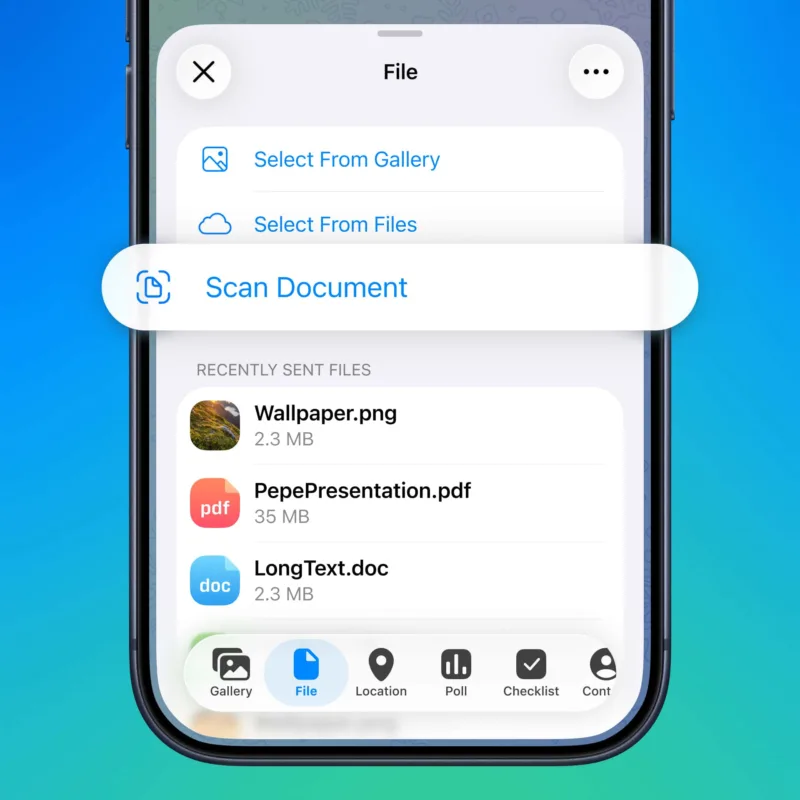 Сканер документів на iOS Telegram