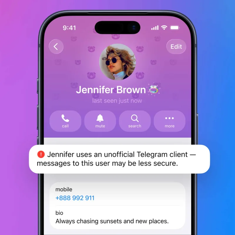 Попередження про неофіційні застосунки Telegram