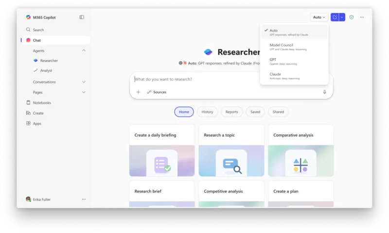 Microsoft Copilot Researcher тепер працює з ChatGPT та Claude