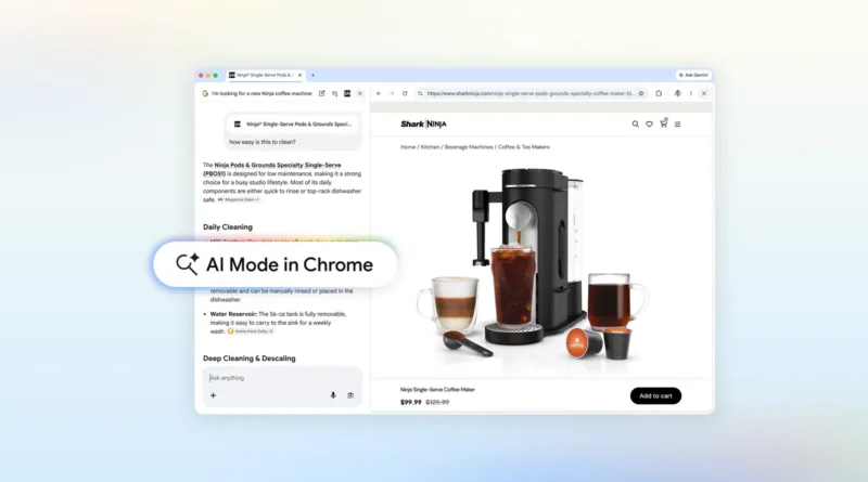Google AI Mode у Chrome тепер показує сайти поруч із чатом