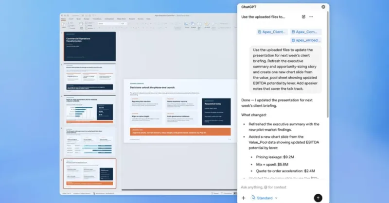 OpenAI додала ChatGPT до PowerPoint для створення слайдів