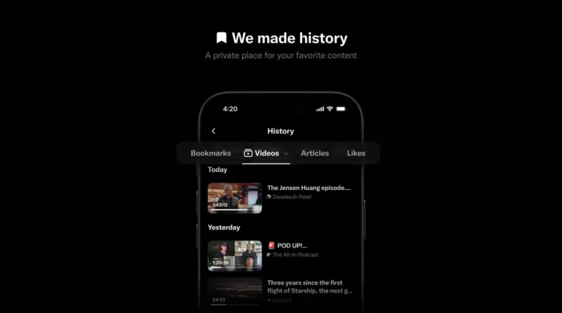 X запустила вкладку History для збереженого контенту