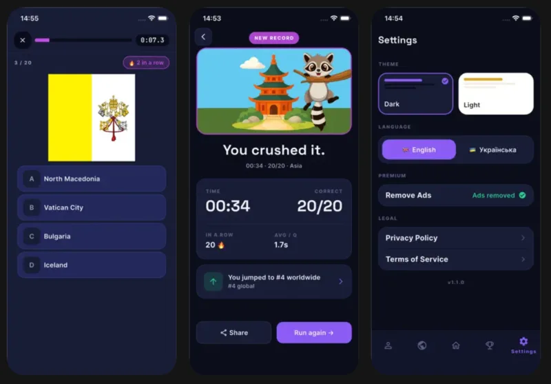Українець створив мобільний квіз GeoSpeedrun для вивчення прапорів і столиць